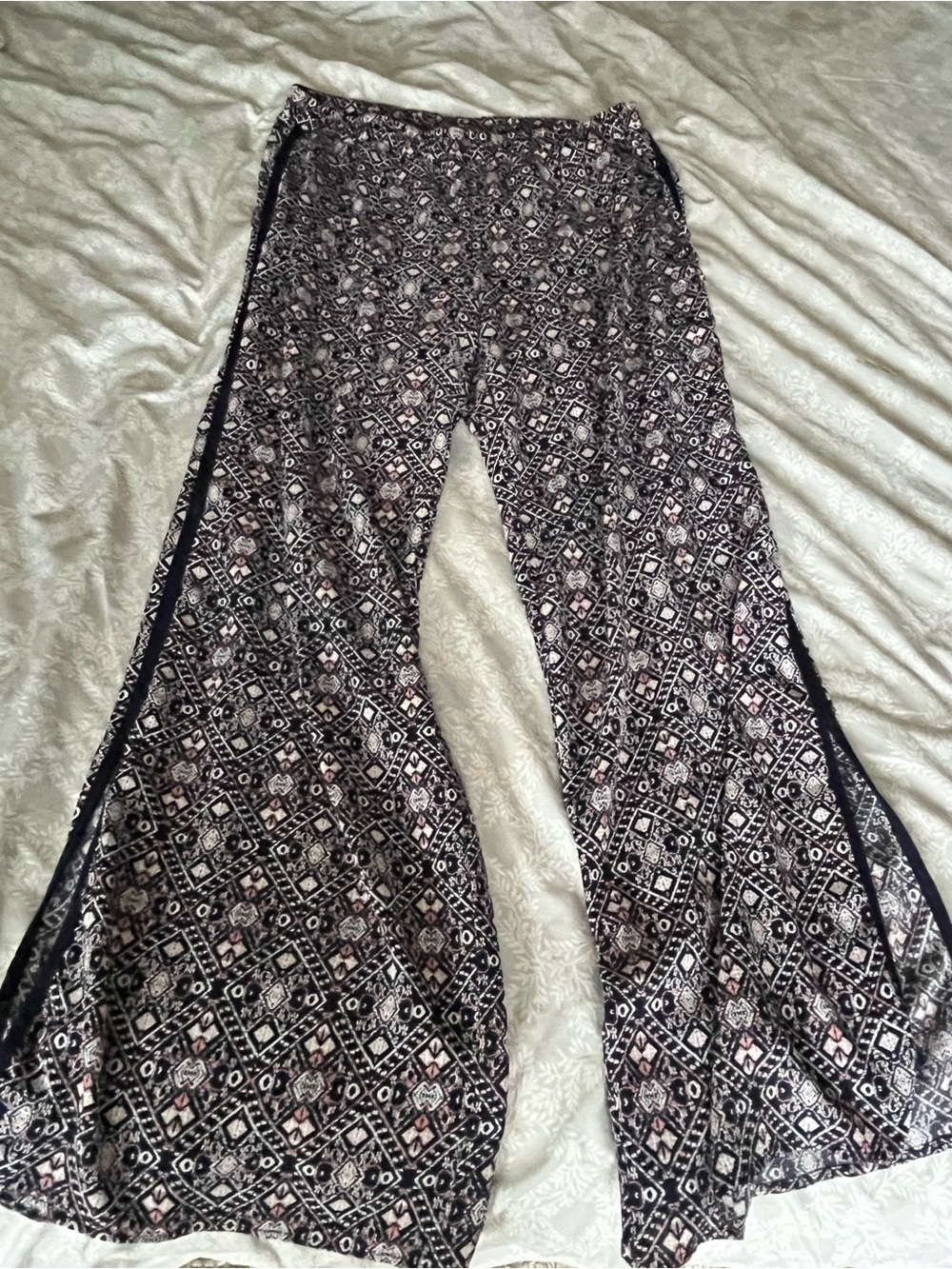 Printed Wide-Leg Women’s Pants in Blue and Pink